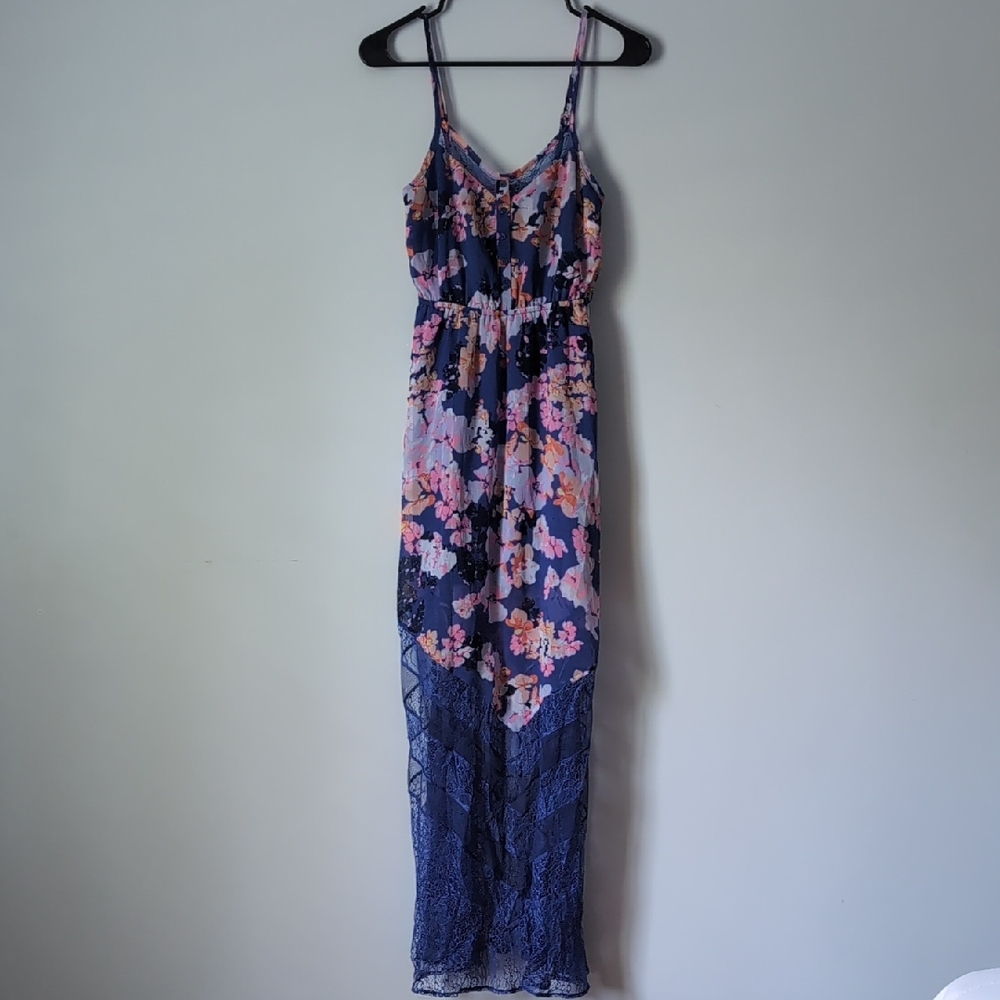 Candie's Floral Maxi Dress in Blue and Pink